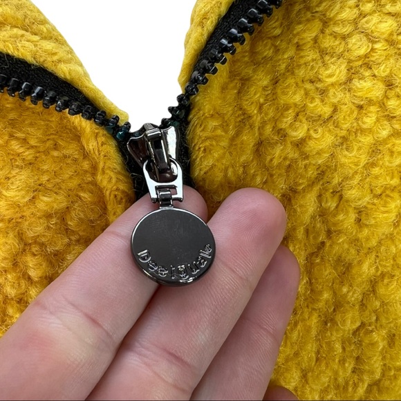 Desigual LAND Overcoat in Solar Power Yellow with Rainbow Zipper Sz 36/ US XS/S - Picture 8 of 11